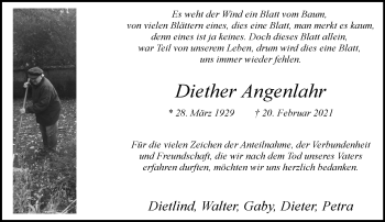 Traueranzeige von Diether Angenlahr 