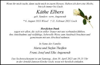 Traueranzeige von Käthe Elbers 