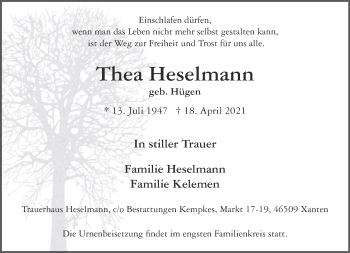 Traueranzeige von Thea Heselmann 