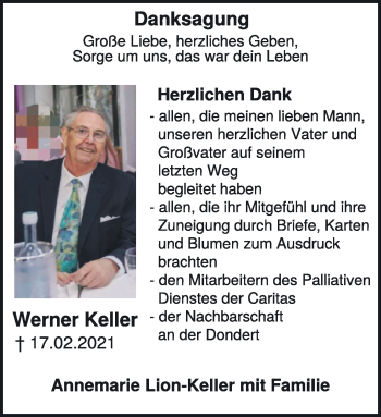 Traueranzeige von Werner Keller 
