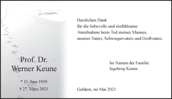 Traueranzeige von Werner Keune 