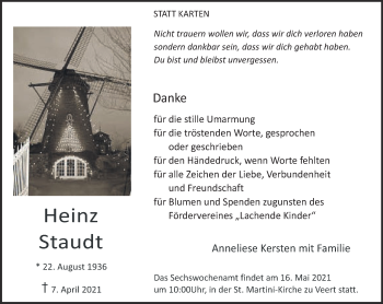 Traueranzeige von Heinz Staudt 