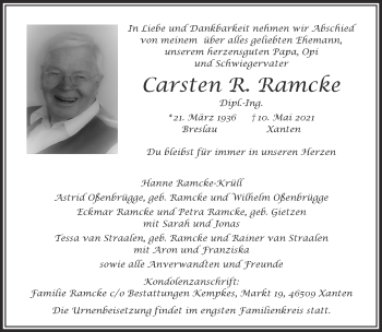 Traueranzeige von Carsten Ramcke 