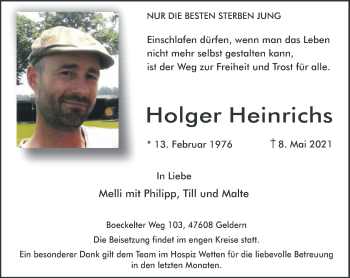 Traueranzeige von Holger Heinrichs 