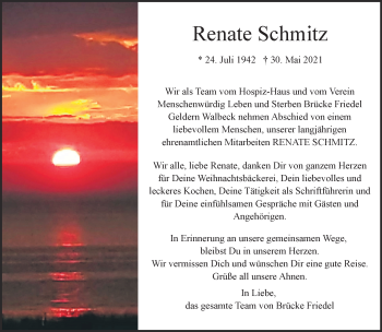 Traueranzeige von Renate Schmitz 