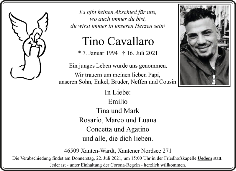  Traueranzeige für Tino Cavallaro vom 21.07.2021 aus 