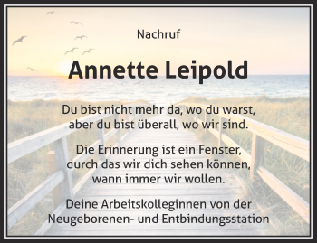 Traueranzeige von Annette Leipold 
