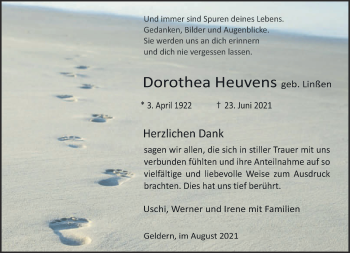 Traueranzeige von Dorothea Heuvens 