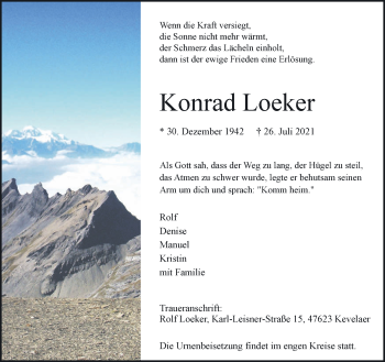 Traueranzeige von Konrad Loeker 
