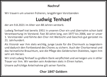 Traueranzeige von Ludwig Tenhaef 