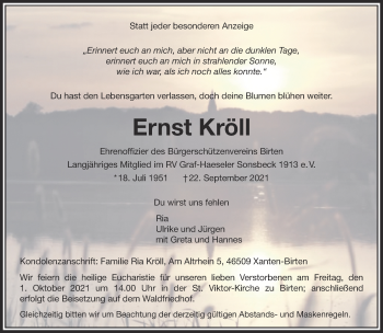Traueranzeige von Ernst Kröll 