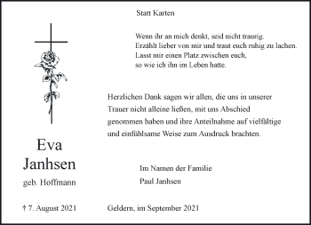 Traueranzeige von Eva Janhsen 