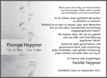 Traueranzeige von Thomas Heppner 
