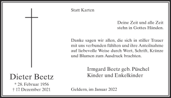 Traueranzeige von Dieter Beetz 