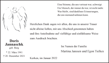 Traueranzeige von Doris Jannaschk 