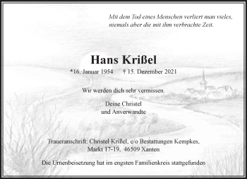 Traueranzeige von Hans Krißel 