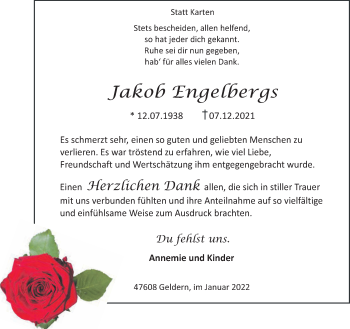Traueranzeige von Jakob Engelbergs 