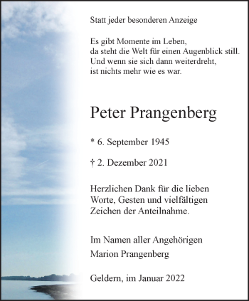 Traueranzeige von Peter Prangenberg 