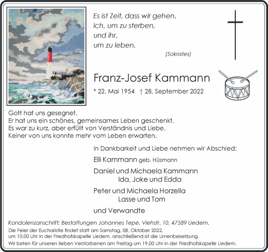 Traueranzeige von Franz-Josef Kammann 