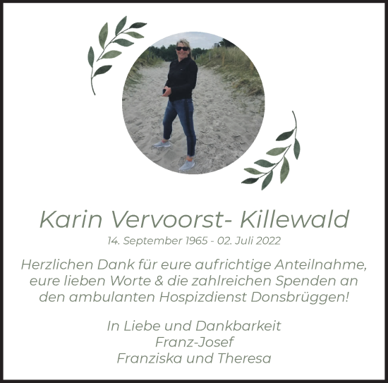 Traueranzeige von Karin Vervoorst-Killewald 