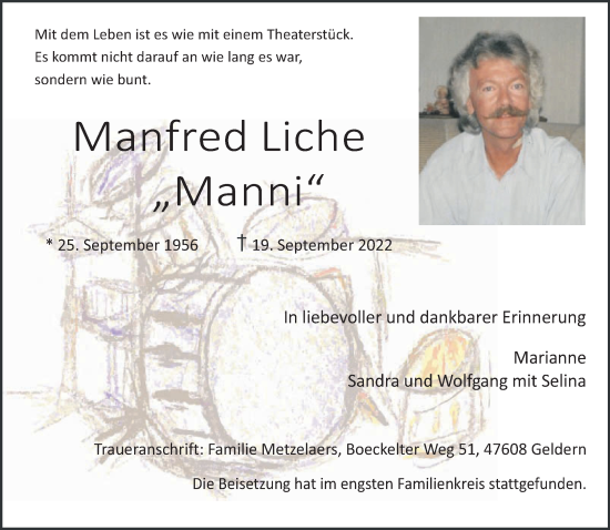Traueranzeige von Manfred Liche 