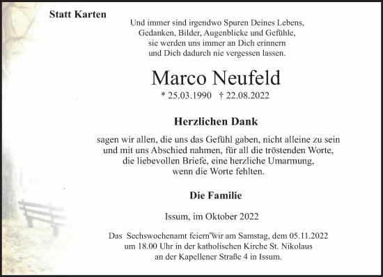 Traueranzeige von Marco Neufeld 