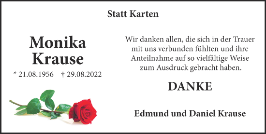 Traueranzeige von Monika Krause 
