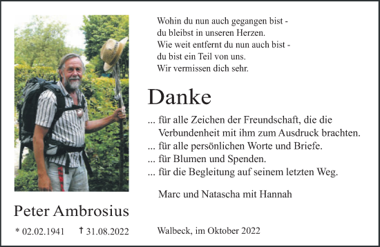 Traueranzeige von Peter Ambrosius 