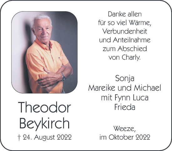 Traueranzeige von Theodor Beykirch 