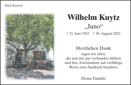 Traueranzeige von Wilhelm Kuytz 