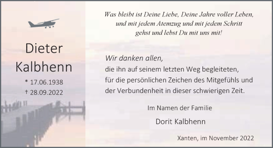 Traueranzeige von Dieter Kalbhenn 