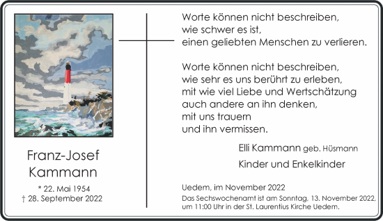 Traueranzeige von Franz-Josef Kammann 