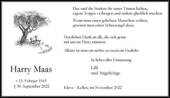 Traueranzeige von Harry Maas 