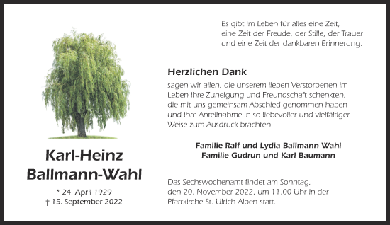 Traueranzeige von Karl-Heinz Ballmann-Wahl 