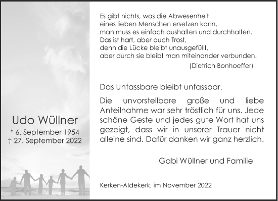 Traueranzeige von Udo Wüllner 