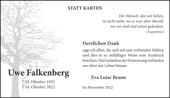 Traueranzeige von Uwe Falkenberg 