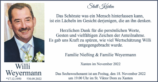 Traueranzeige von Willi Weyermann 