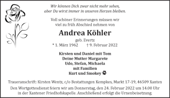 Traueranzeige von Andrea Köhler 