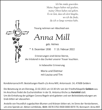Traueranzeige von Anna Mill 