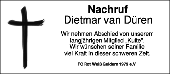 Traueranzeige von Dietmar van Düren 