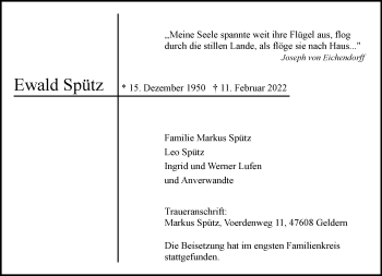 Traueranzeige von Ewald Spütz 
