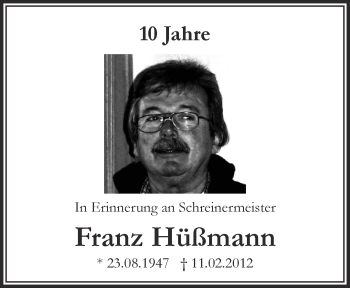 Traueranzeige von Franz Hüßmann 