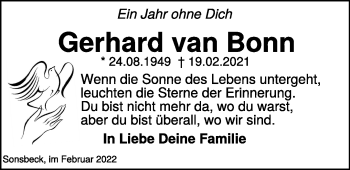 Traueranzeige von Gerhard van Bonn 