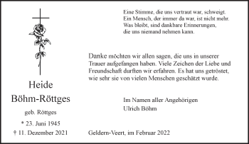 Traueranzeige von Heide Böhm-Röttges 