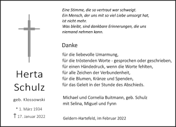 Traueranzeige von Herta Schulz 