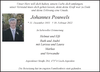 Traueranzeige von Johannes Pouwels 