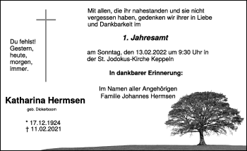 Traueranzeige von Katharina Hermsen 