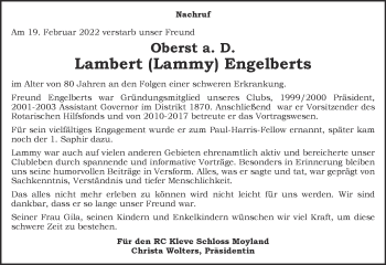 Traueranzeige von Lambert Engelberts 