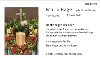 Traueranzeige von Maria Rager 