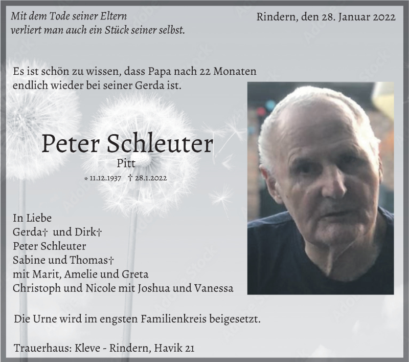  Traueranzeige für Peter Schleuter vom 05.02.2022 aus 